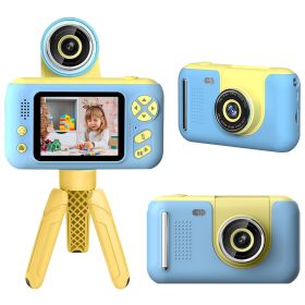 1Pc Kids Digital Camera With Flip Lens Children Video Camcorder Christmas Toy Birthday Gifts With Tripod 2.4in Screen 32G MMC Card For 3-10 Year (Color: Blue)