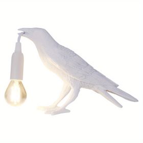 Raven Table Lamp Birds Desk Lamp Resin Crow Wall Sconce Creative Night Light Modern Art Fixture For Living Room Bedside Bedroom Office Study Dorm (Color: White)