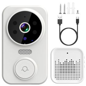 WiFi Security Doorbell Camera with Volume Adjustable Wireless Chime 1080P Camera Night Vision 2-Way Audio Free Cloud Storage (Color: White, size: One size)